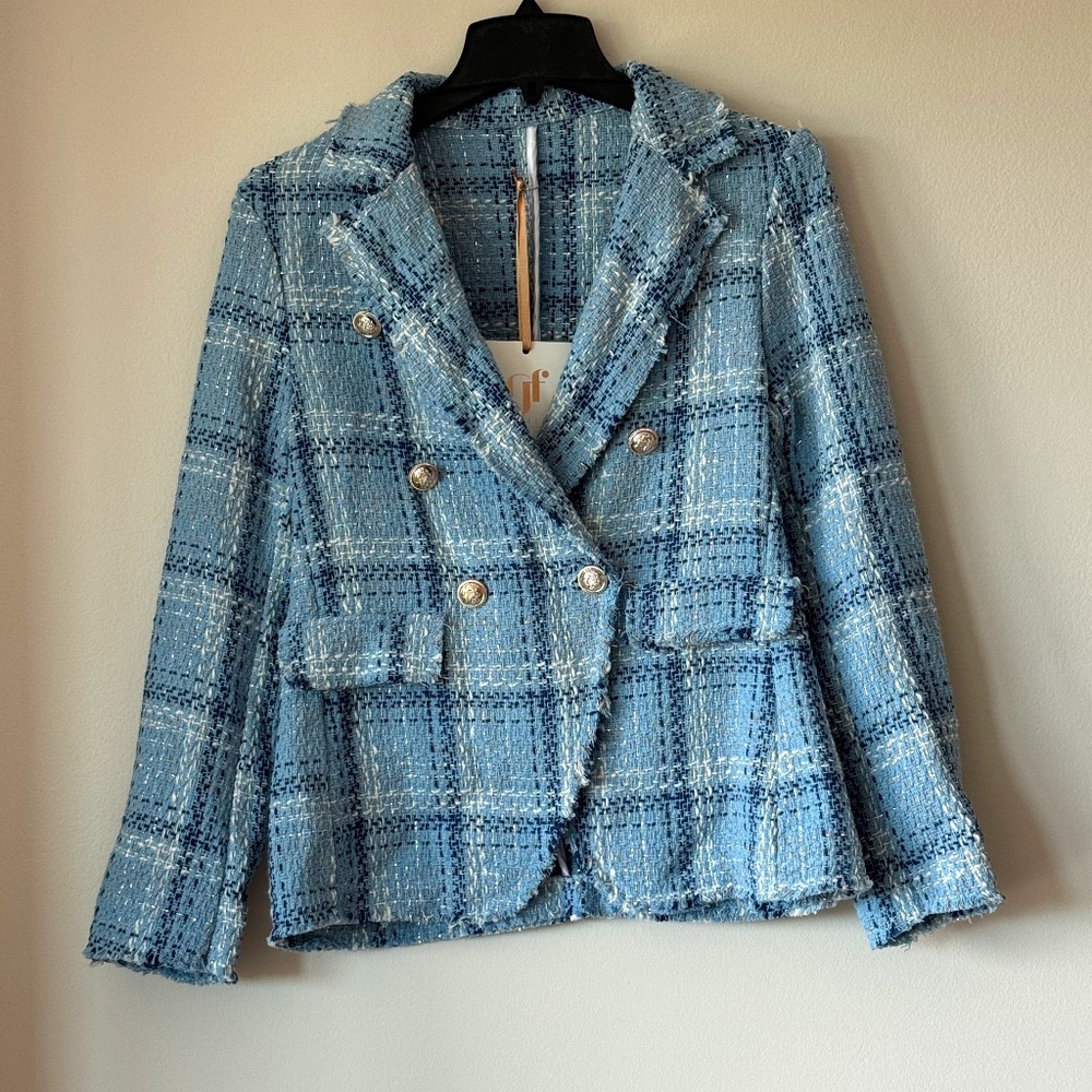 Blue Tweed Blazer from Milan Italy